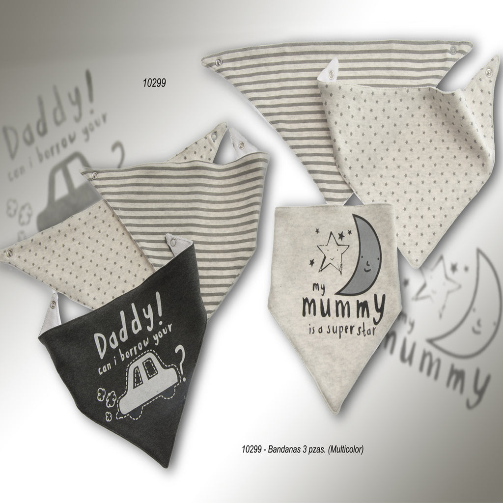 BABEROS BANDANA PACK DE 3  MAMI PAPI GAMBERRITOS