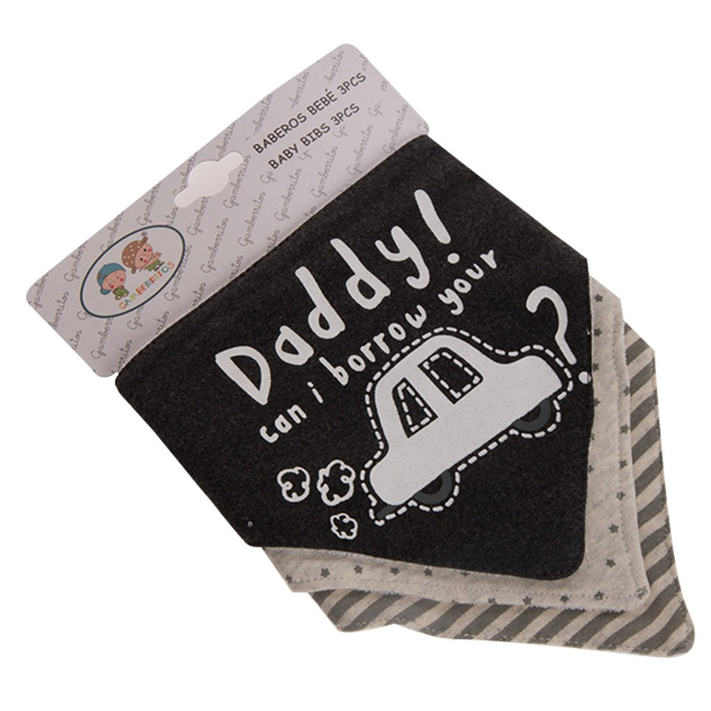 BABEROS BANDANA PACK DE 3  MAMI PAPI GAMBERRITOS