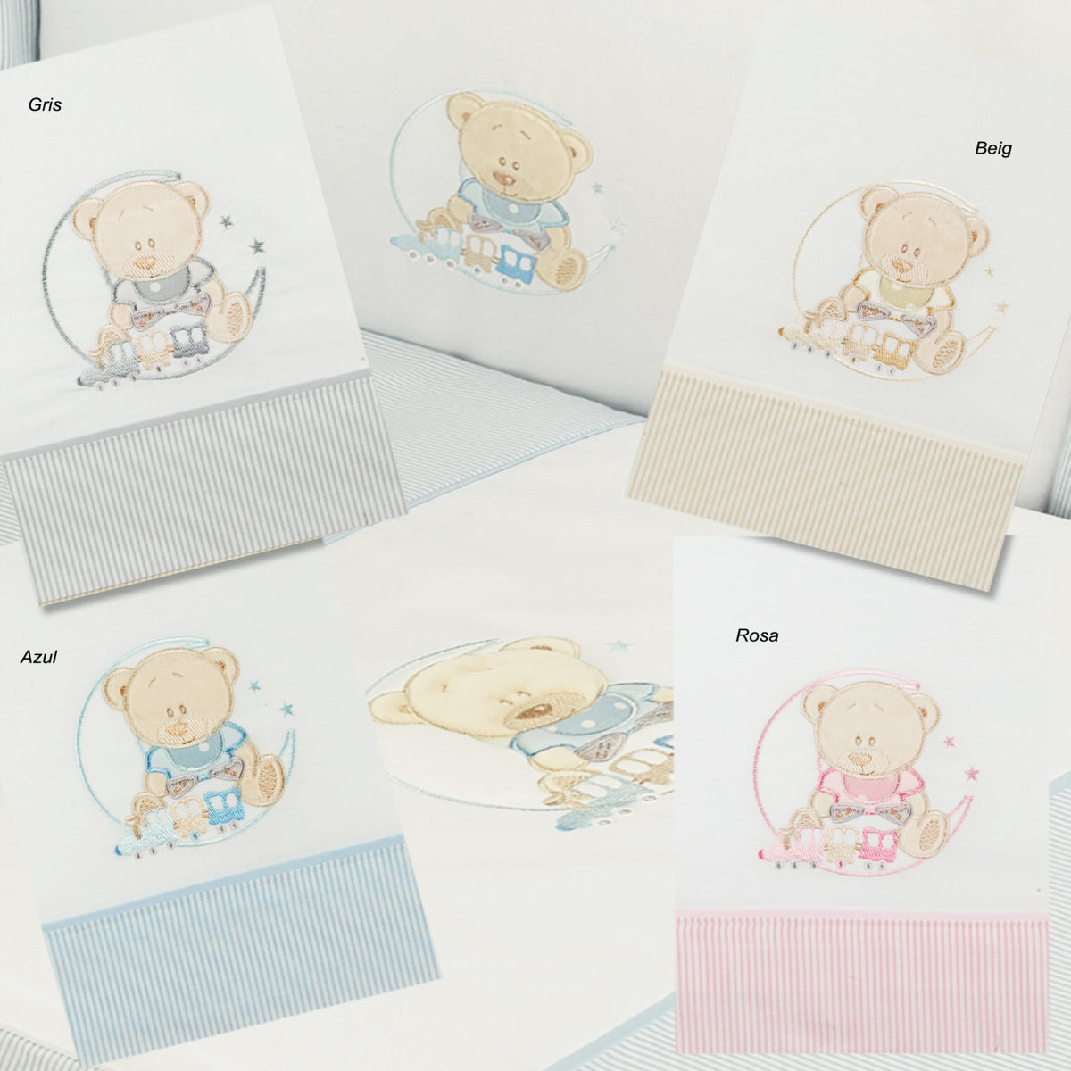 SET DE 2 PIEZAS FUNDA NORDICA Y CHICHONERA OSO LUNA. GAMBERRITOS