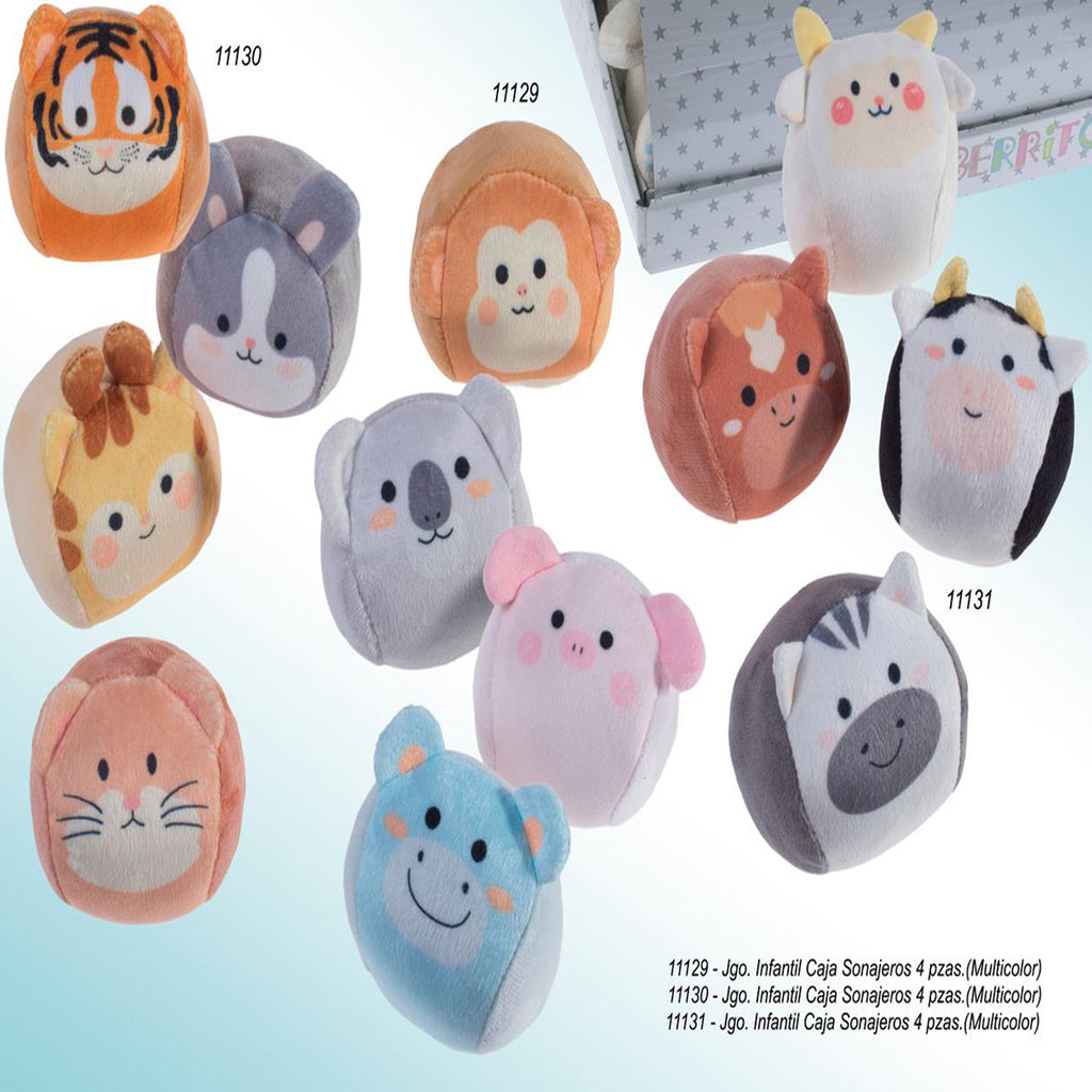 SET 4 SONAJEROS PELUCHE ANIMALES GAMBERRITOS