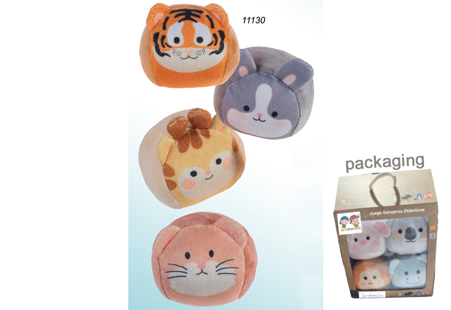 SET 4 SONAJEROS PELUCHE ANIMALES GAMBERRITOS