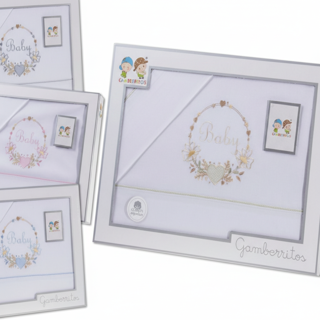 SET DE SABANAS CUNA BORDADO BABY GAMBERRITOS