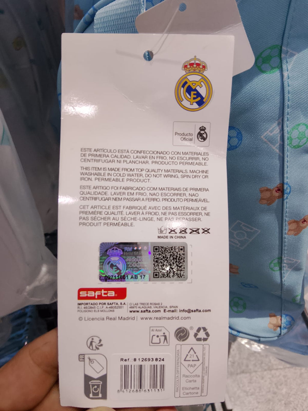 NECESER REAL MADRID  CON ASA ADAPTABLE CARRO SAFTA
