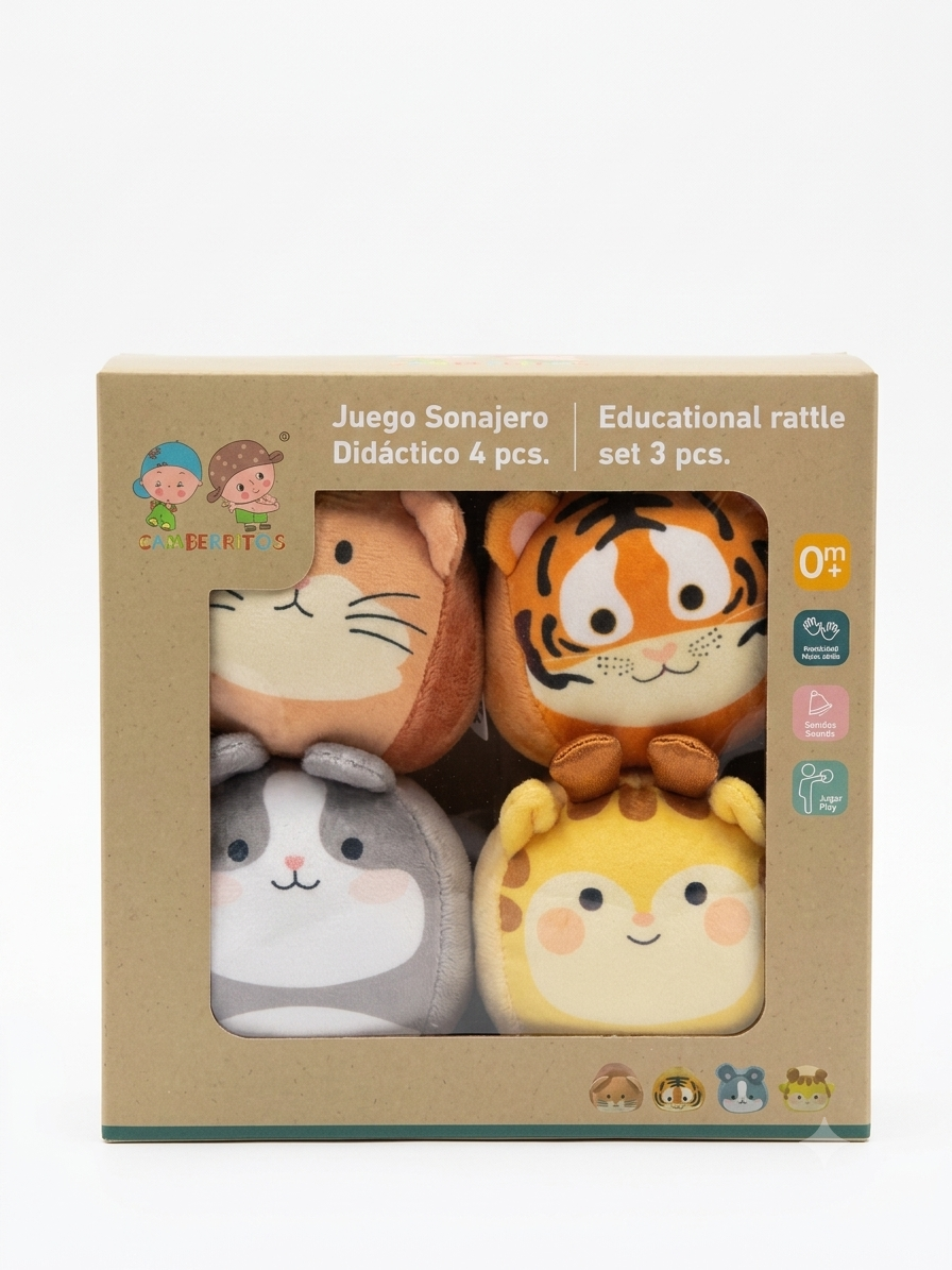 SET 4 SONAJEROS PELUCHE ANIMALES GAMBERRITOS