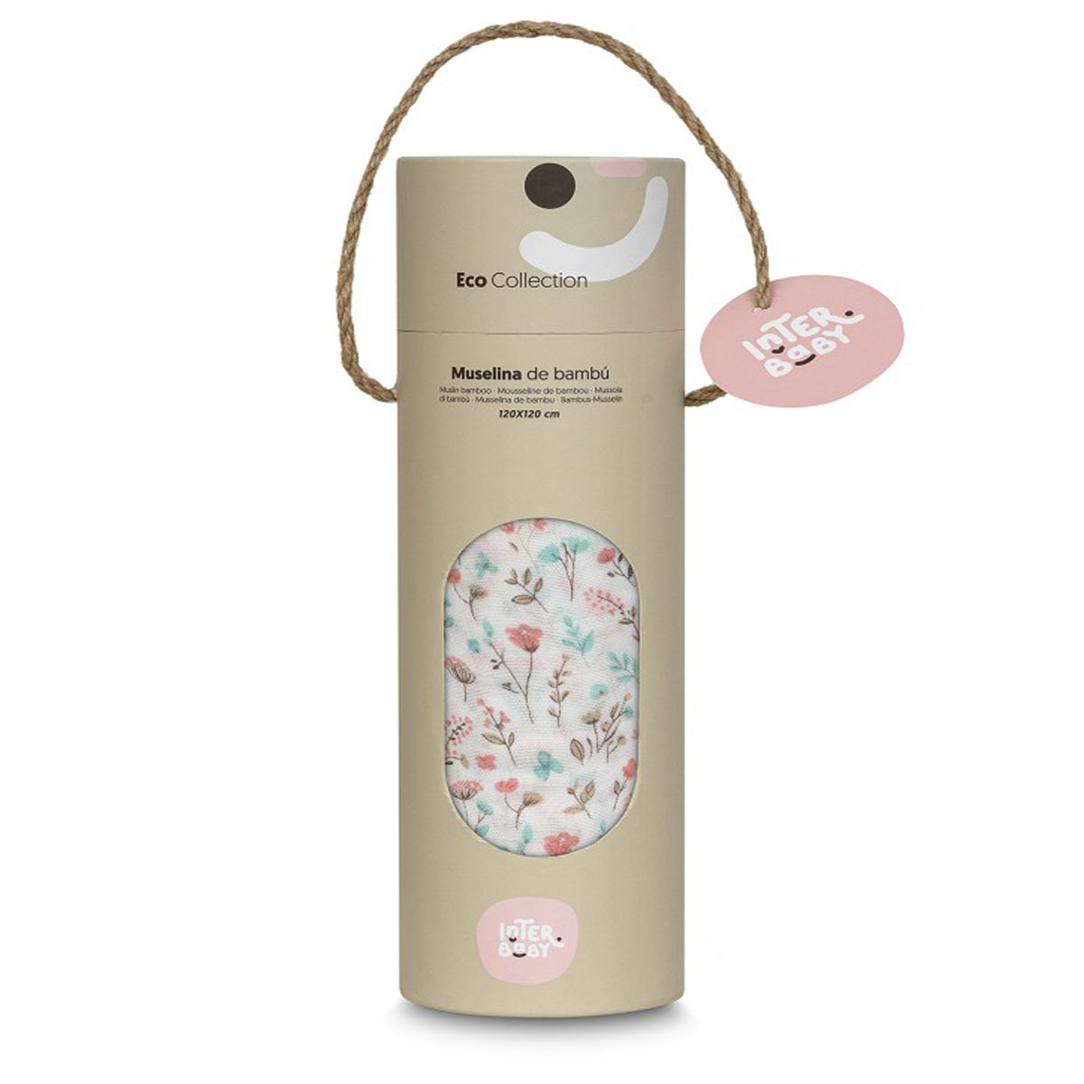 MUSELINA DE BAMBÚ PETALOS DE ROSA INTERBABY (120X120)