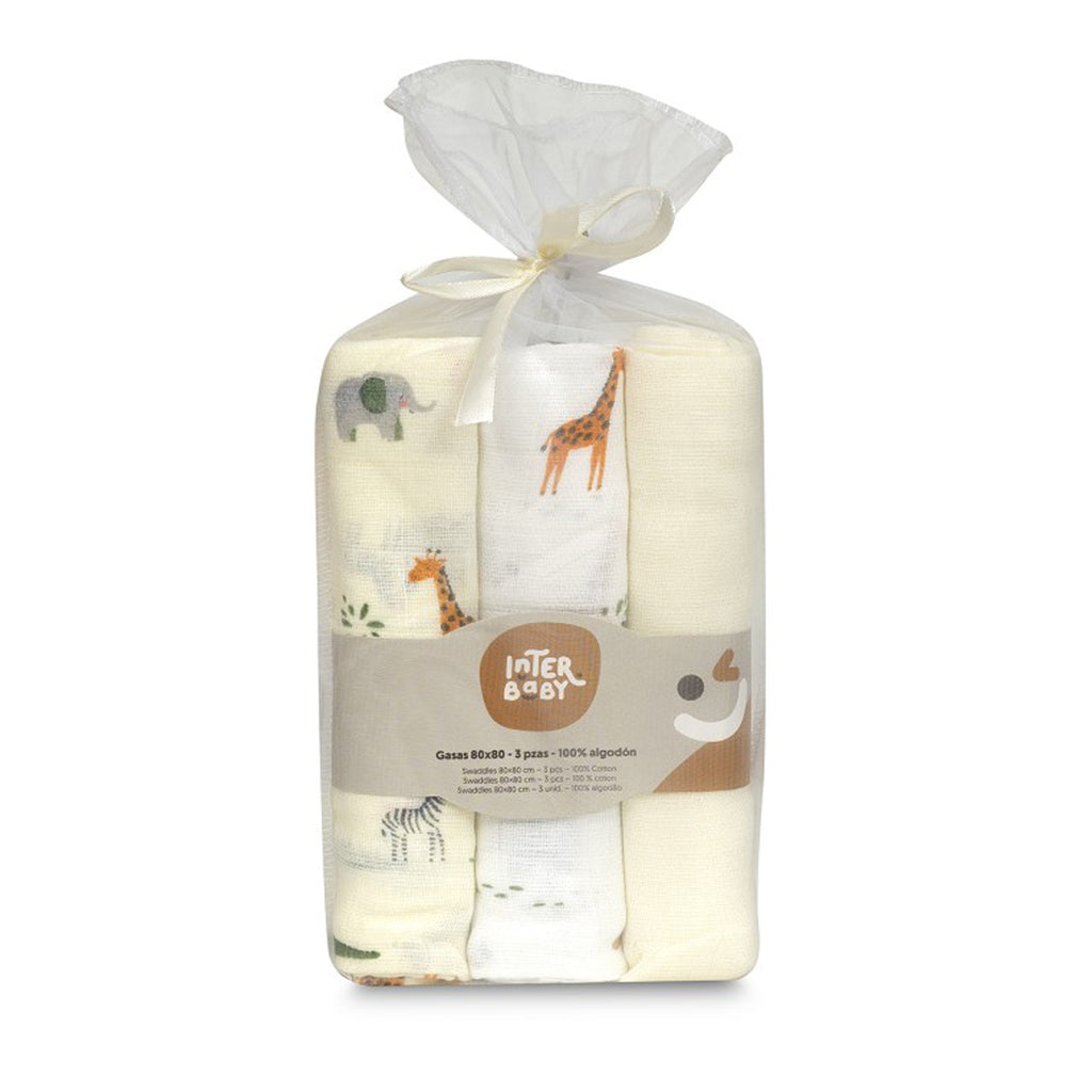 PACK DE GASAS 100% ALGODON SAVANNA INTERBABY (80X80)