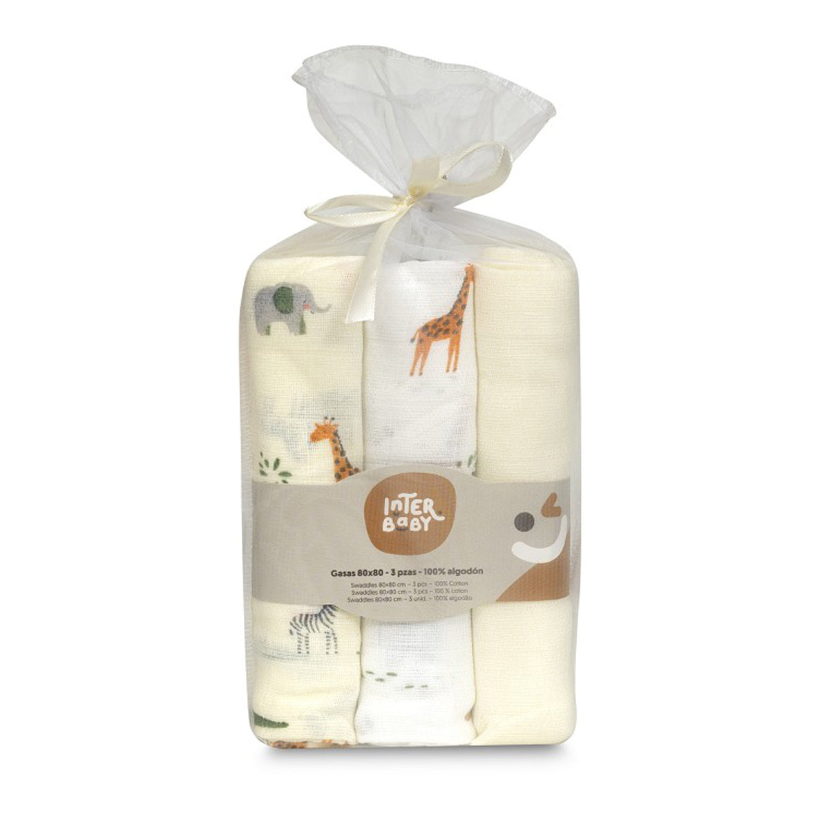 PACK DE GASAS 100% ALGODON SAVANNA INTERBABY (80X80)