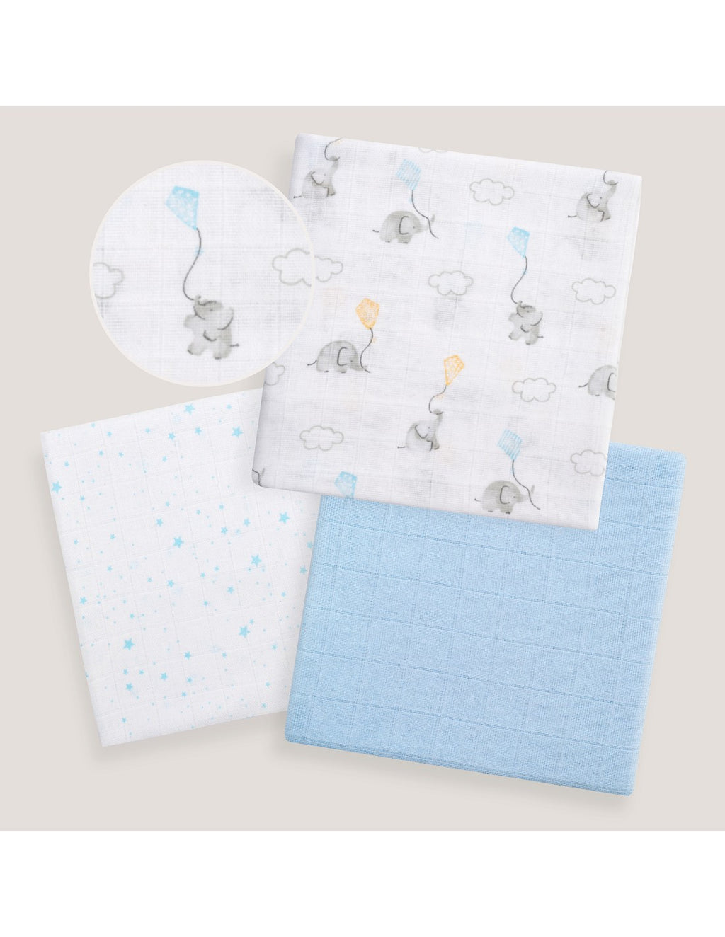 PACK DE 3 GASAS PARA BEBE FANTASIA INTERBABY (80X80)