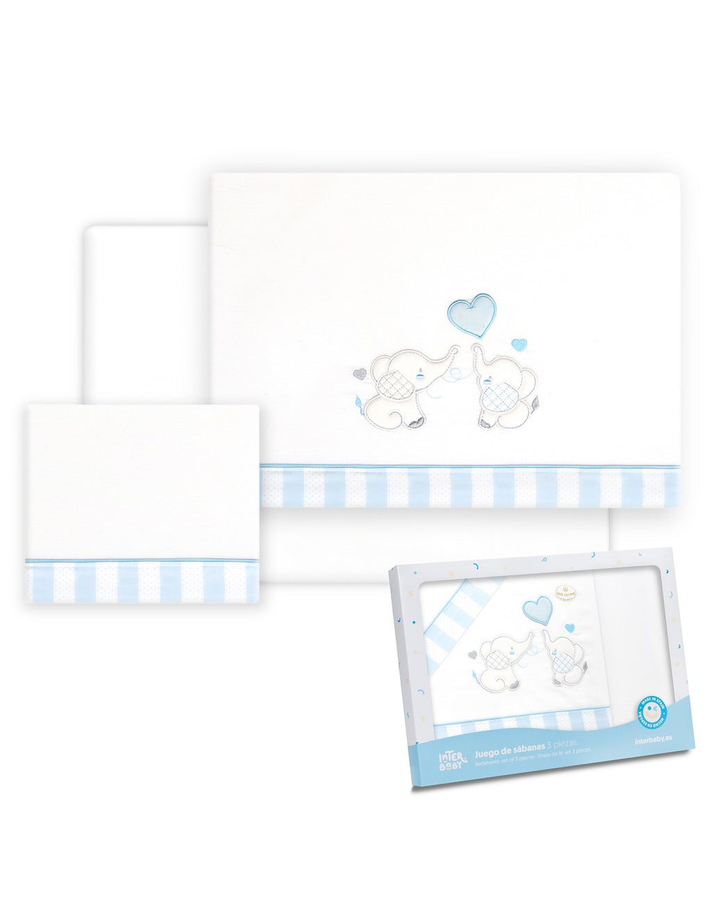 SET DE SABANAS MINICUNA PAREJA ELEFANTES INTERBABY