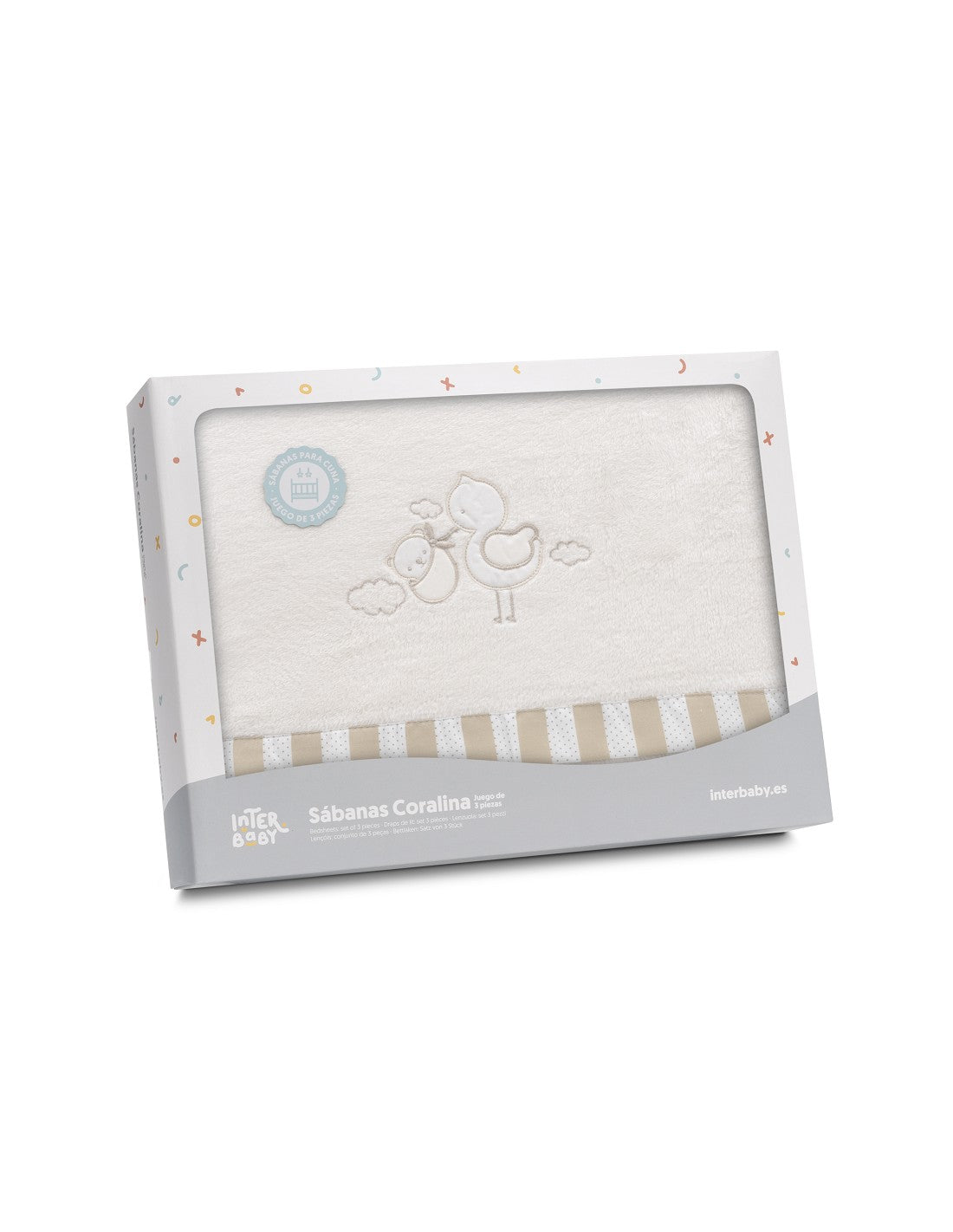 SET SABANAS CUNA CORALINA CIGUEÑA OSO INTERBABY