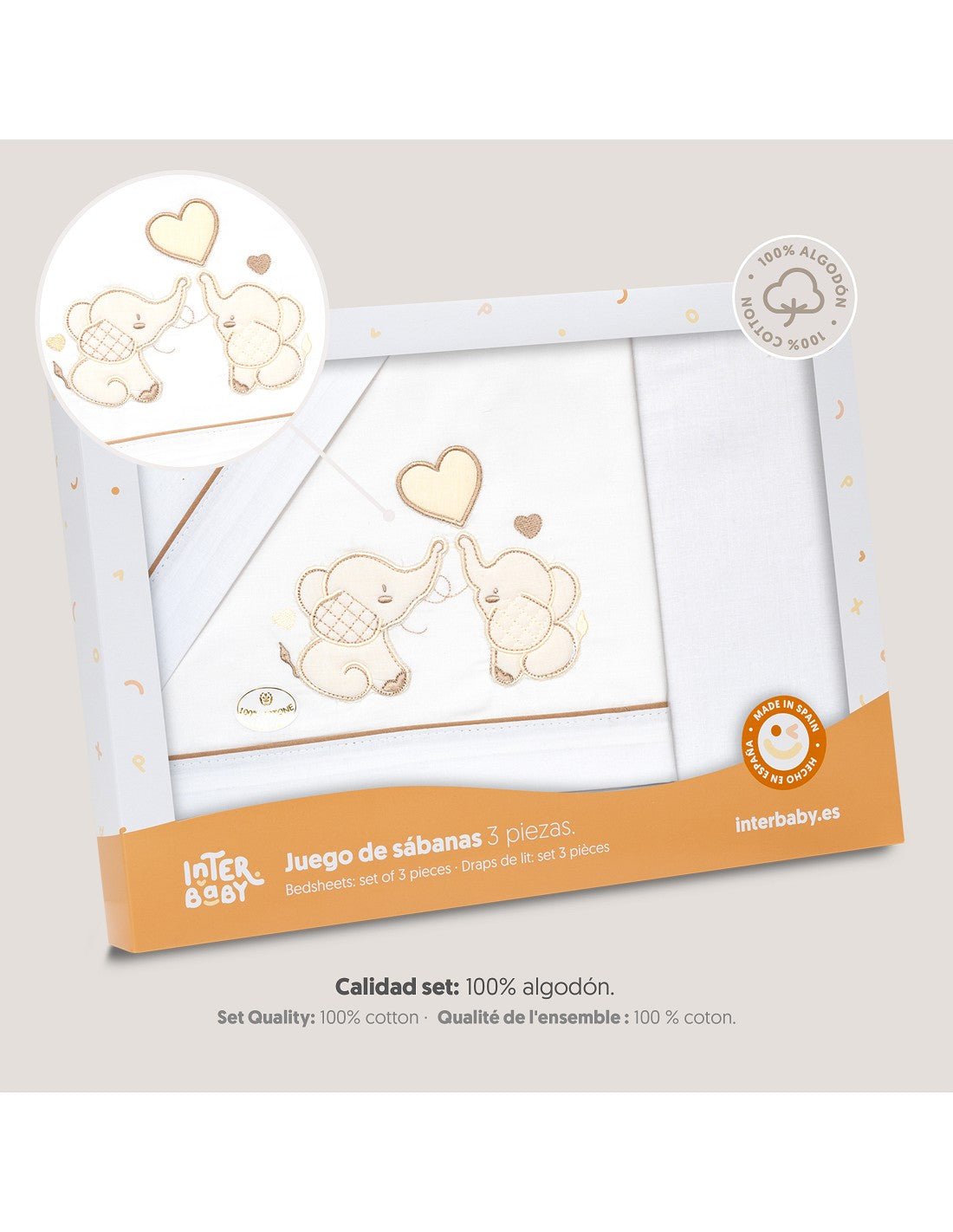 SET DE SABANAS MINICUNA PAREJA ELEFANTES INTERBABY