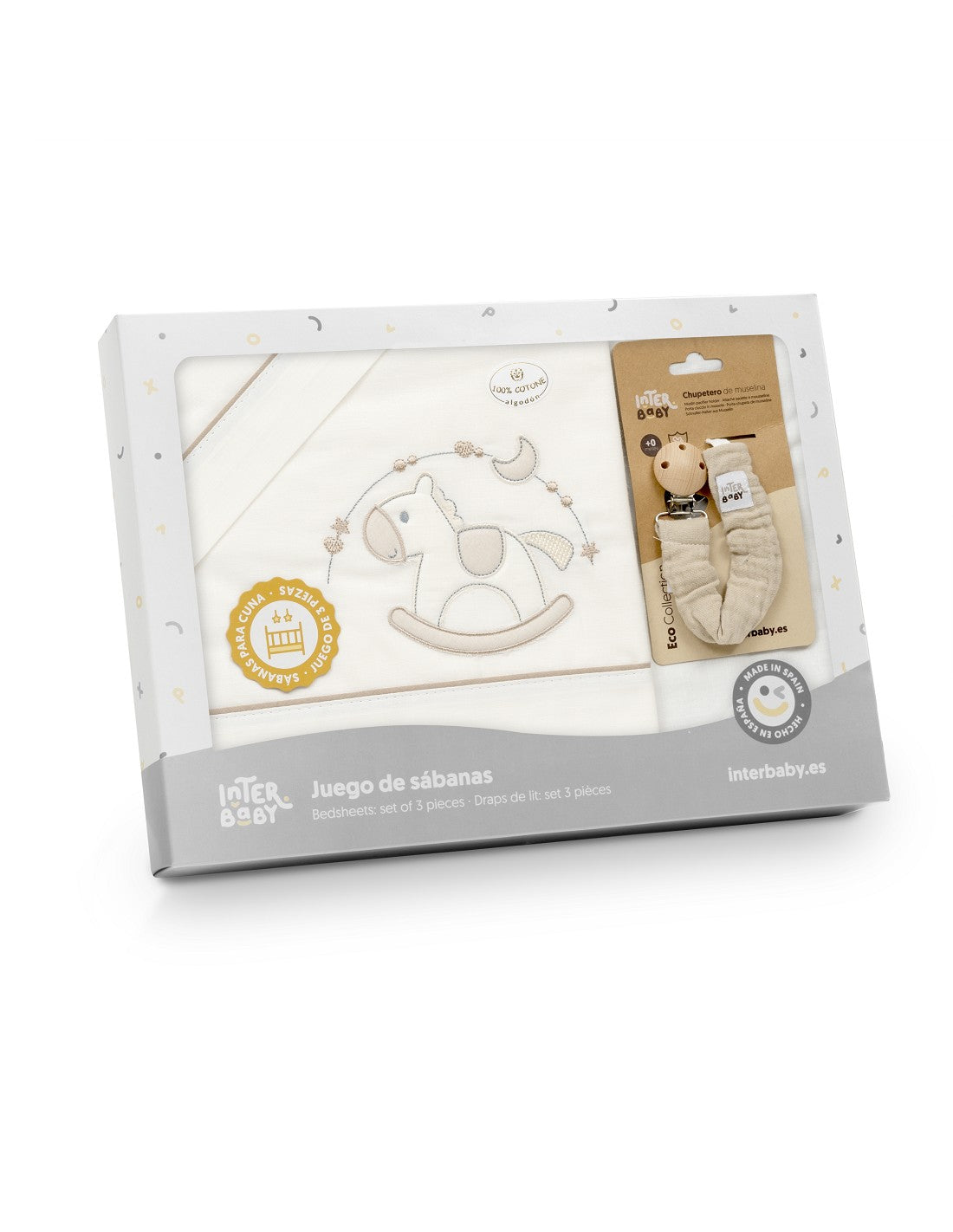 SET DE  SABANAS CUNA CABALLITO+REGALO INTERBABY