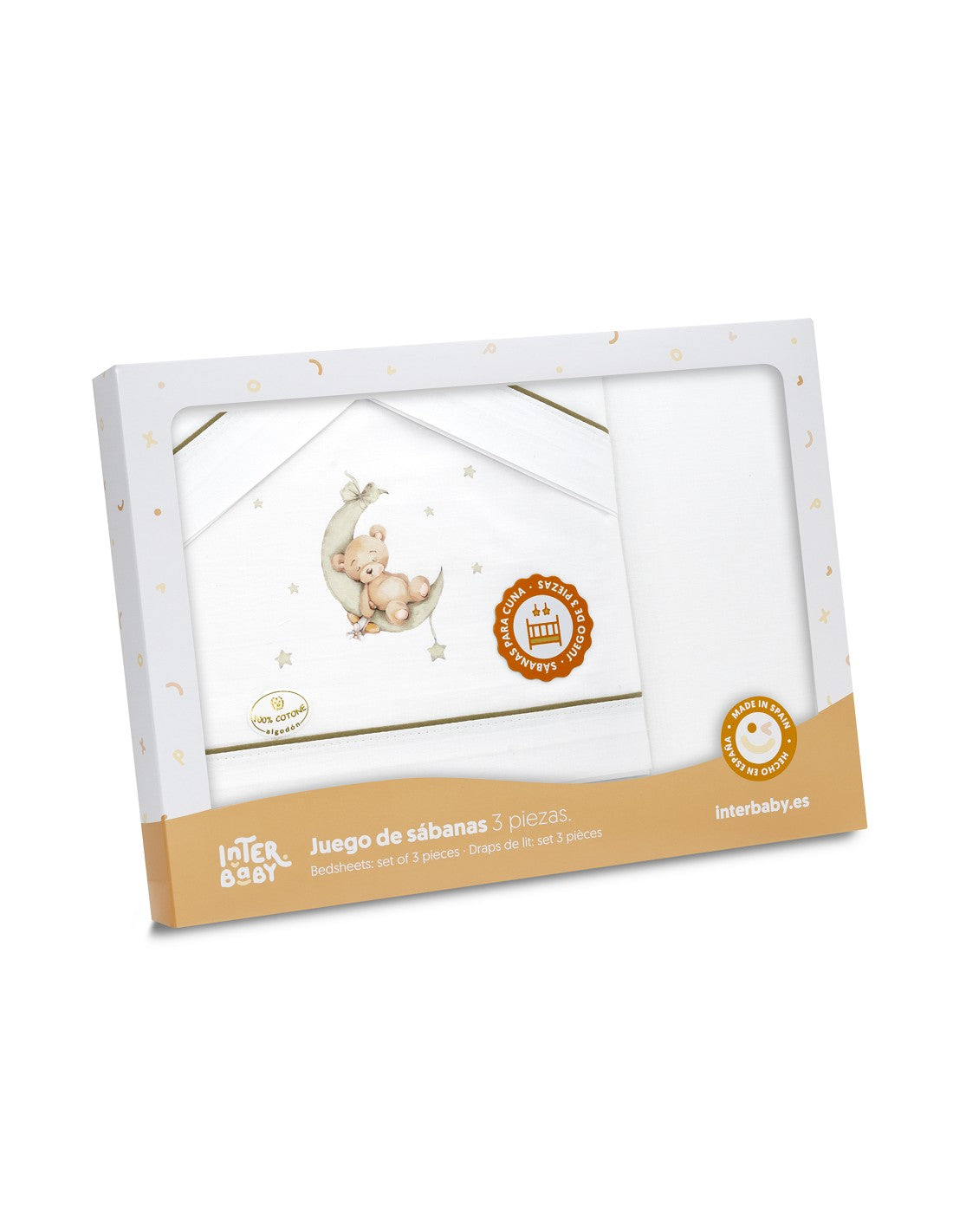 SET DE SABANAS MINICUNA OSO LUNA ESTRELLAS. INTERBABY