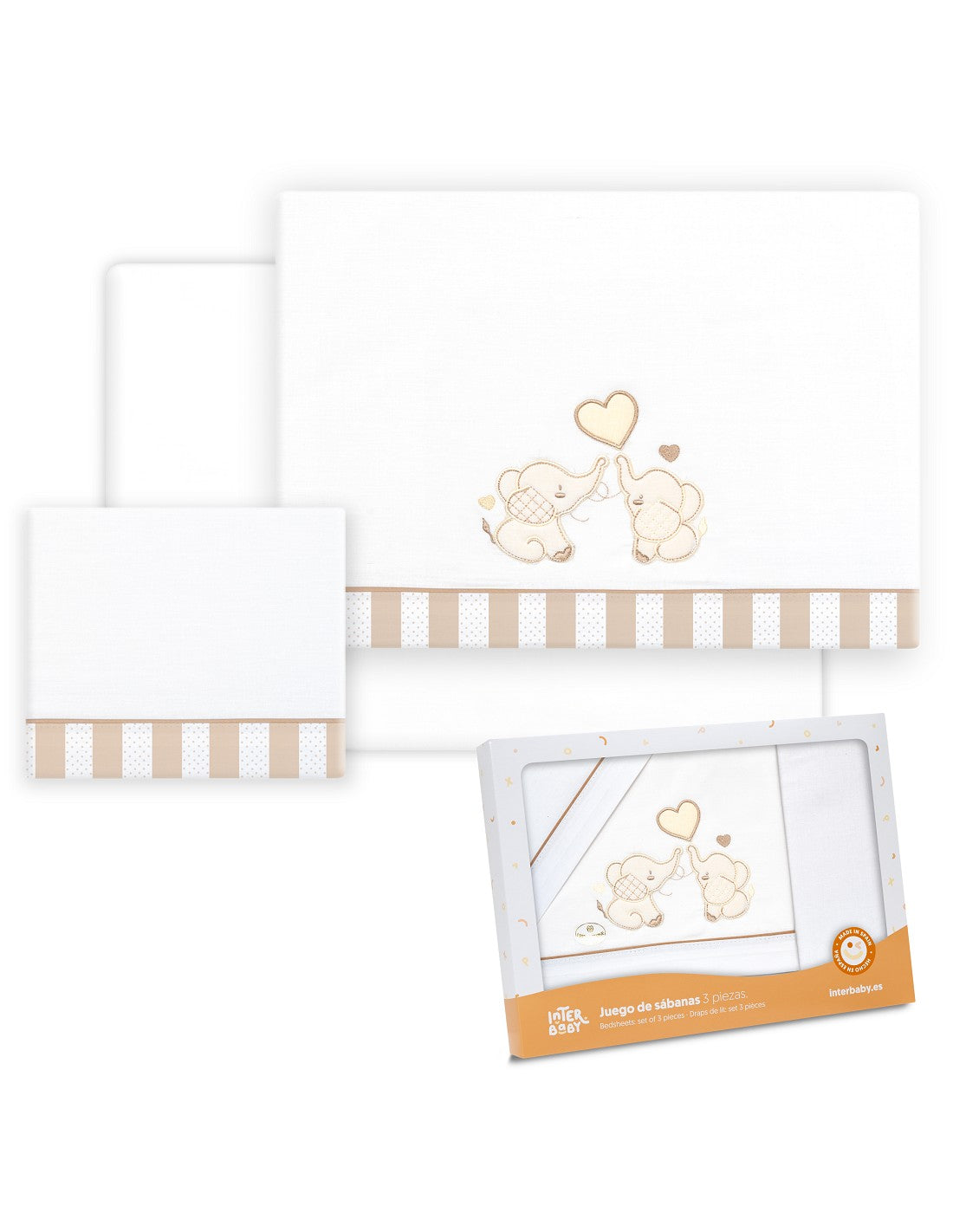 SET DE SABANAS MINICUNA PAREJA ELEFANTES INTERBABY
