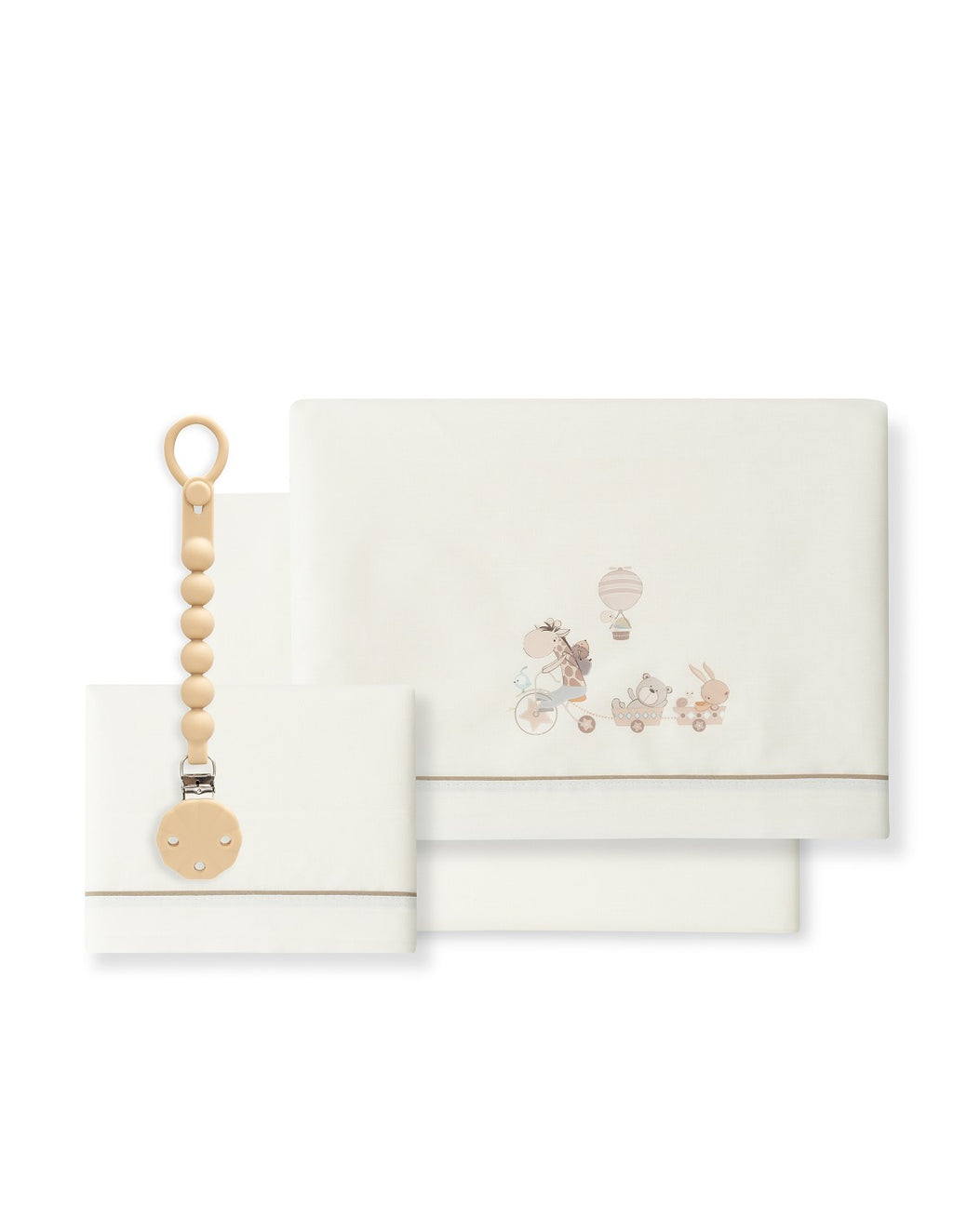 SET DE SABANAS DE CUNA  JIRAFA BICI + CHUPETERO INTERBABY