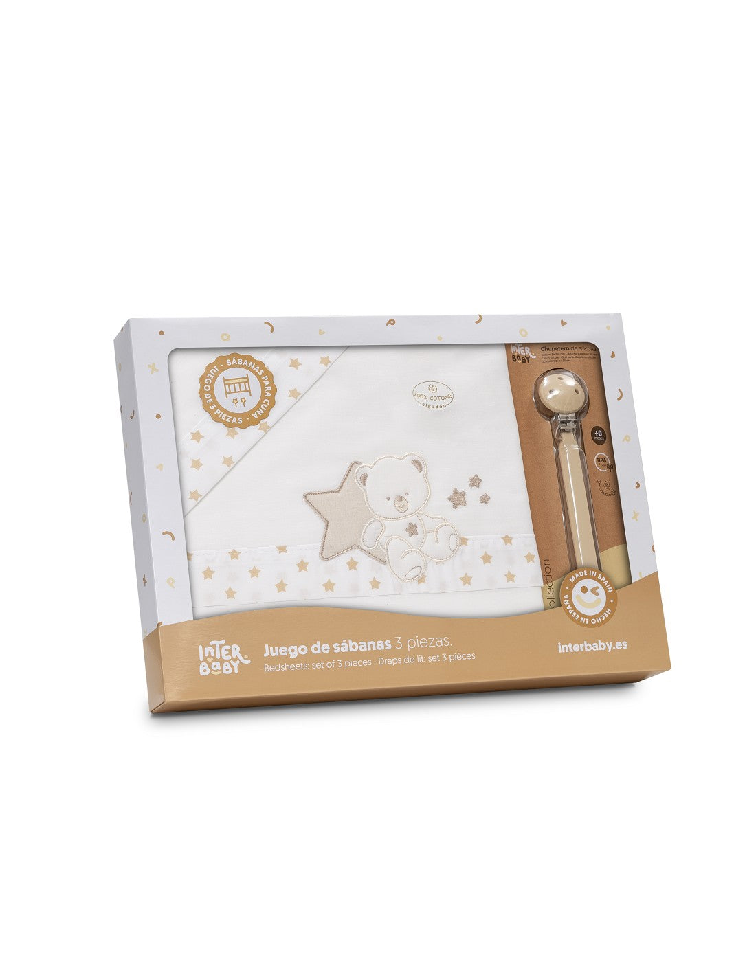 SET DE SABANAS CUNA COLECCIÓN OSITO SENTADO INTERBABY