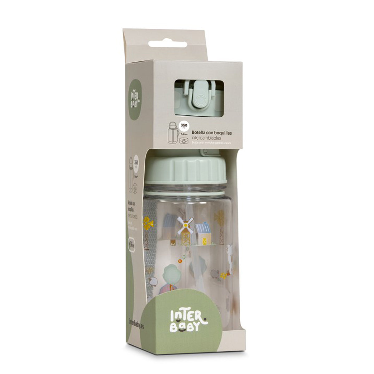 BOTELLA CON BOQUILLAS 350ML KOALA INTERBABY
