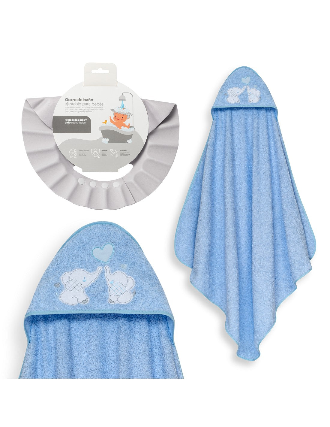 CAPA DE BAÑO Y GORRO  ELEFANTES INTERBABY