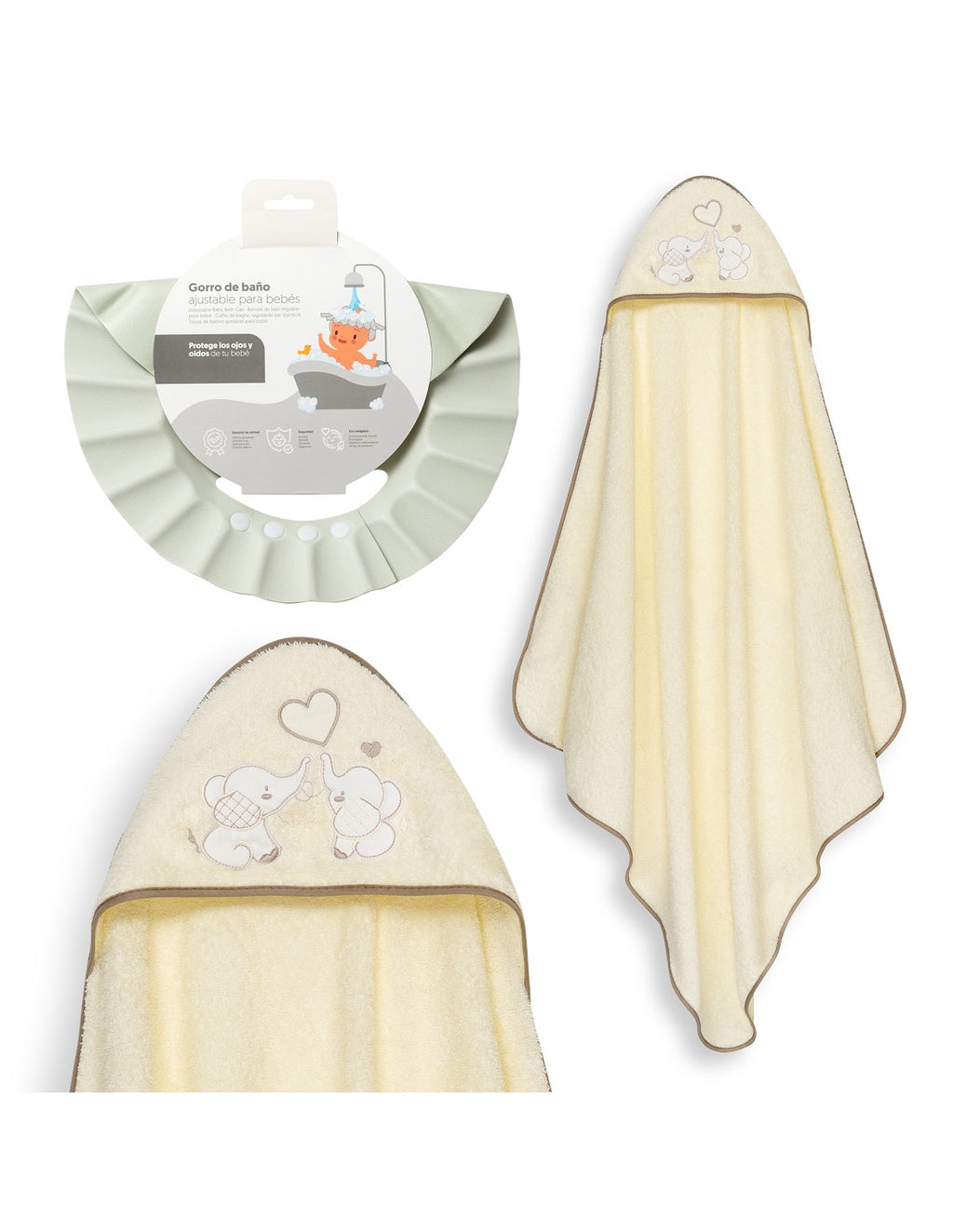 CAPA DE BAÑO Y GORRO  ELEFANTES INTERBABY