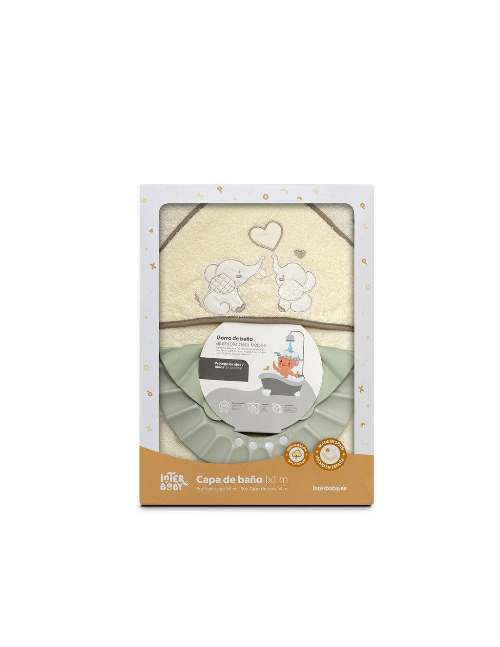 CAPA DE BAÑO Y GORRO  ELEFANTES INTERBABY