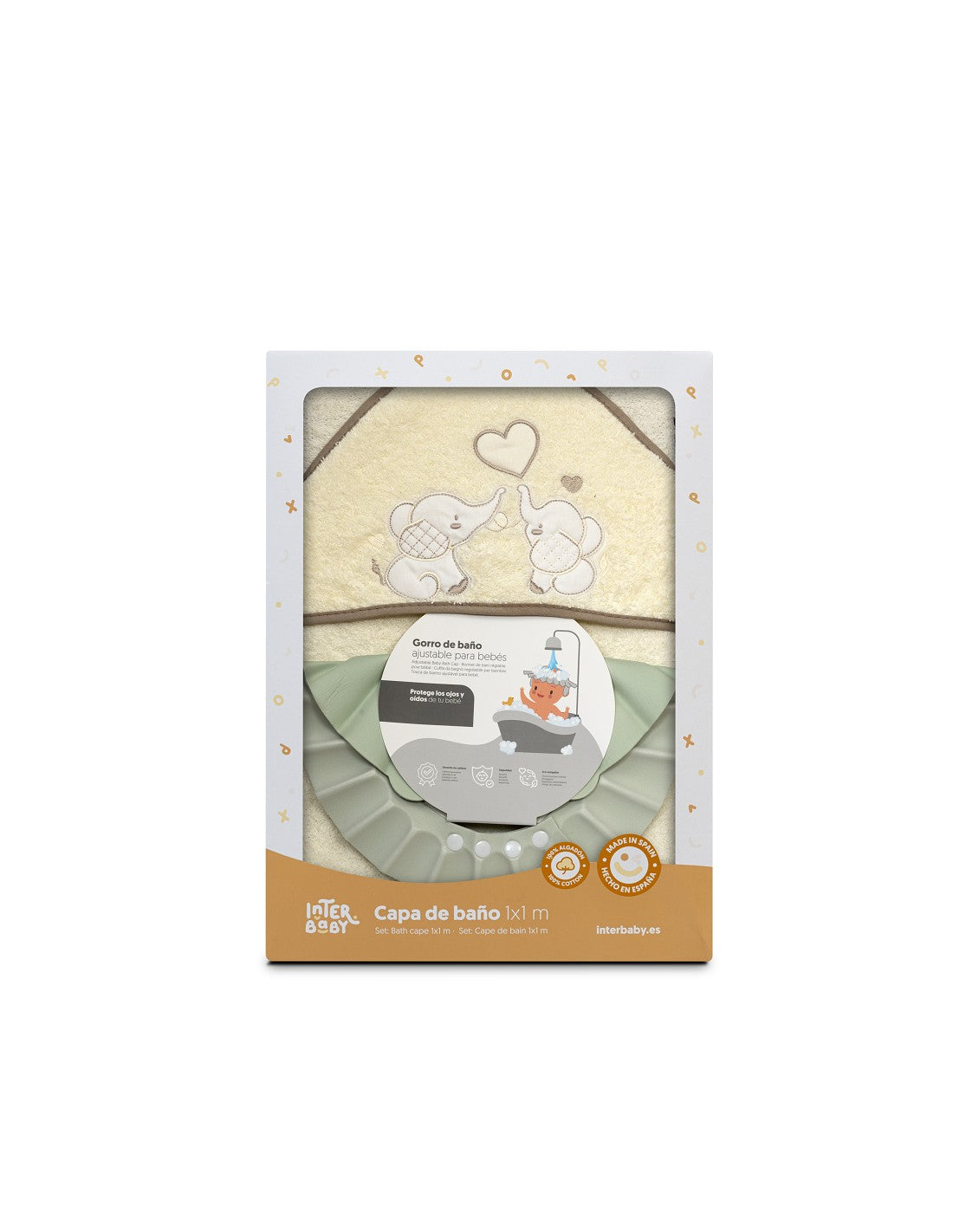 CAPA DE BAÑO Y GORRO  ELEFANTES INTERBABY