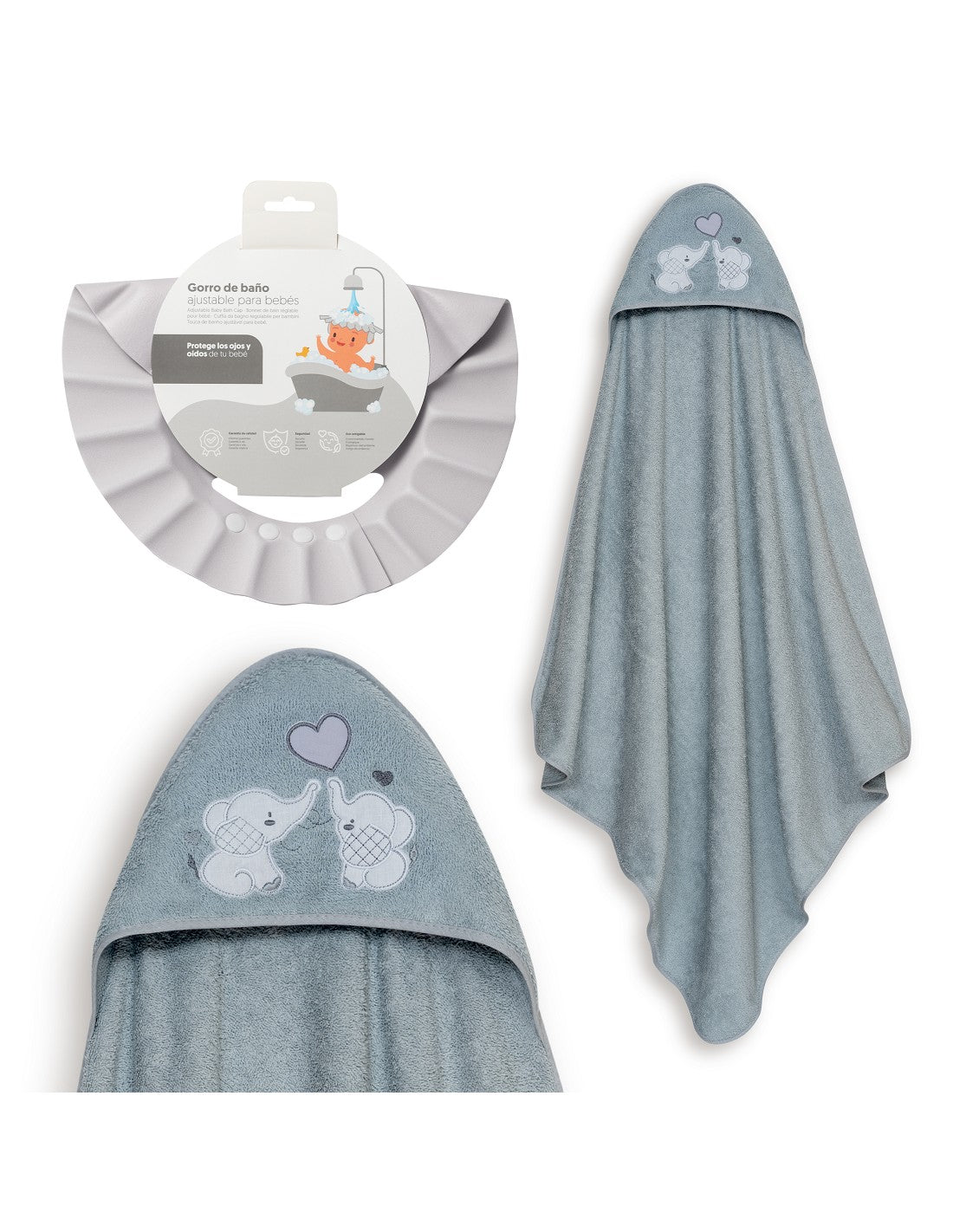 CAPA DE BAÑO Y GORRO  ELEFANTES INTERBABY