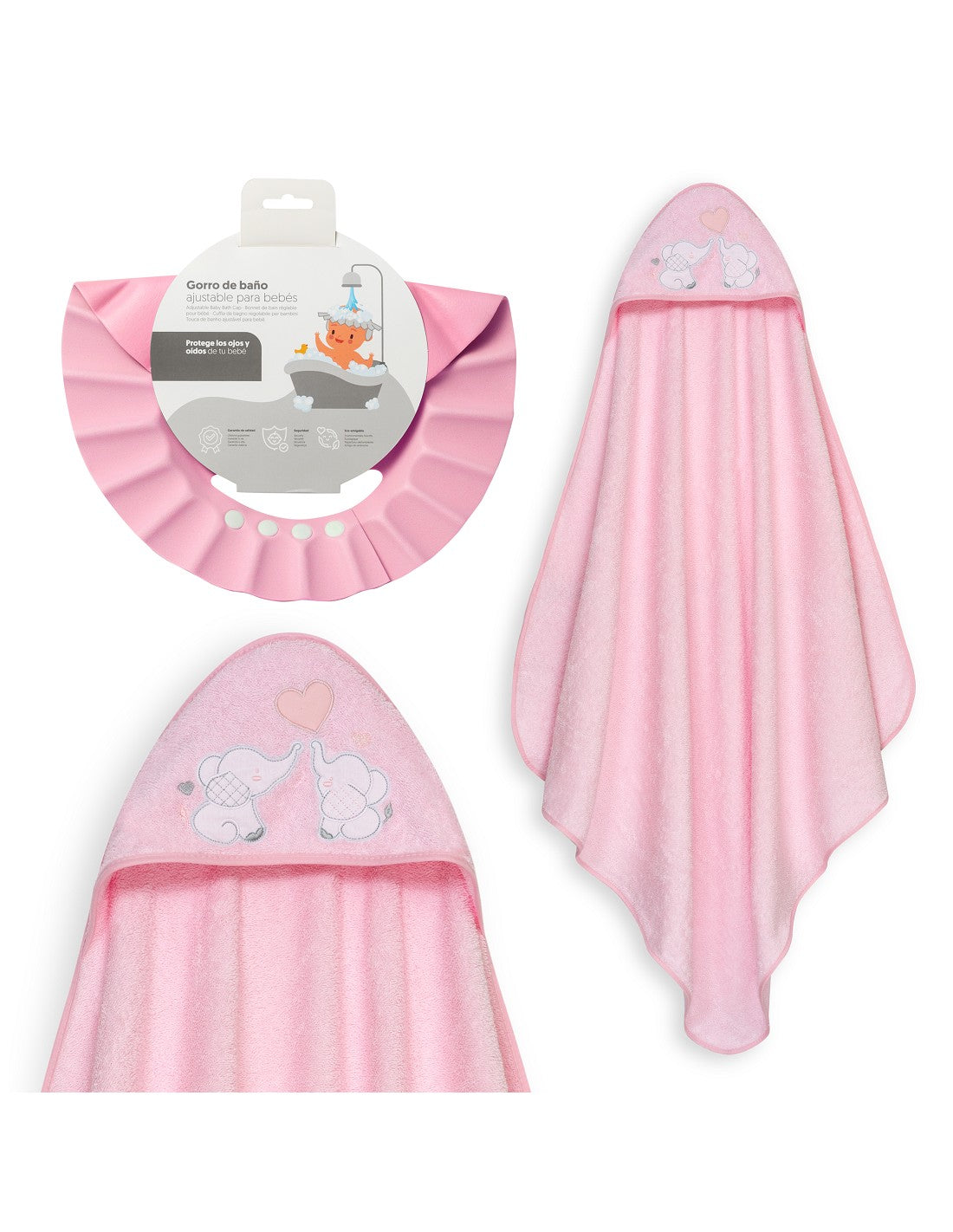 CAPA DE BAÑO Y GORRO  ELEFANTES INTERBABY