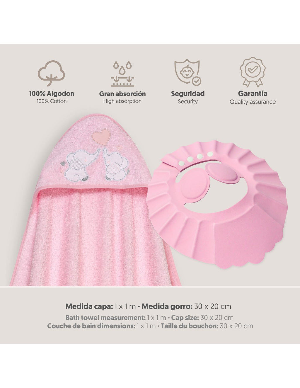 CAPA DE BAÑO Y GORRO  ELEFANTES INTERBABY