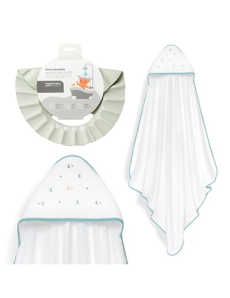 CAPA DE BAÑO Y GORRO ESTRELLAS LUNA INTERBABY