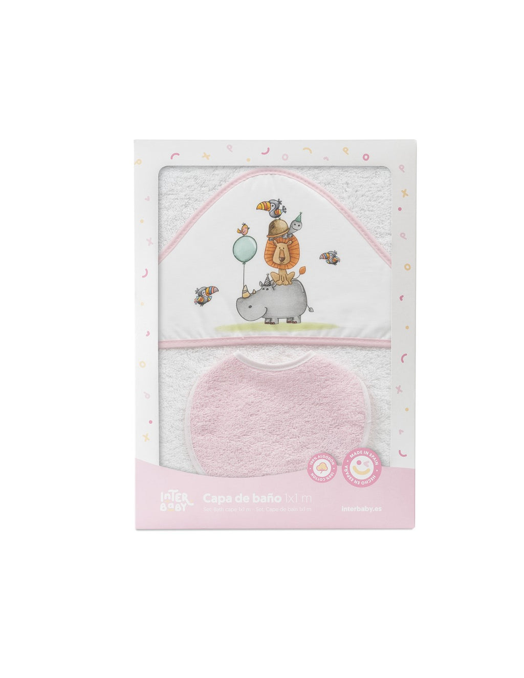 CAPA DE BAÑO Y BABERO RINO LEON. INTERBABY