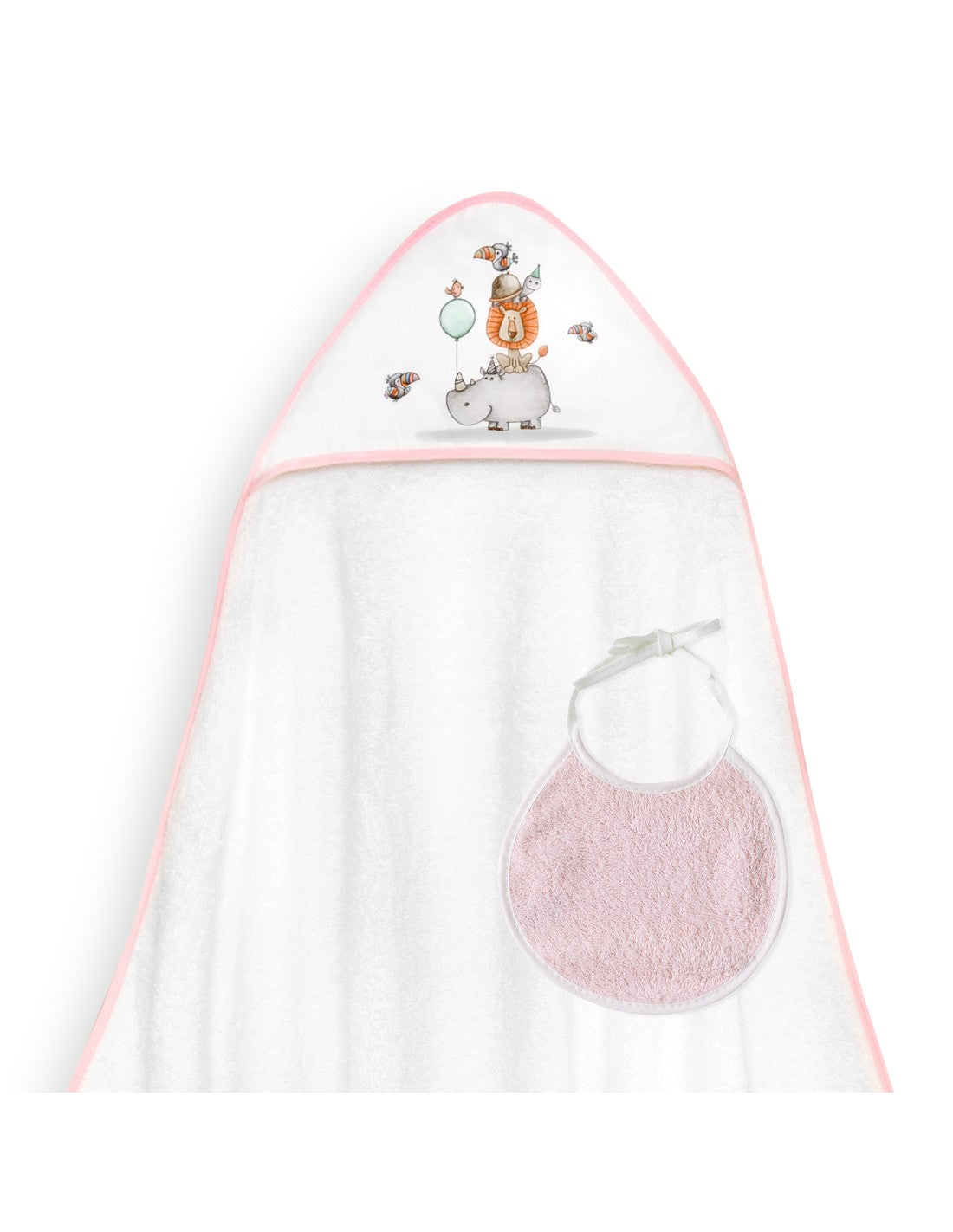 CAPA DE BAÑO Y BABERO RINO LEON. INTERBABY