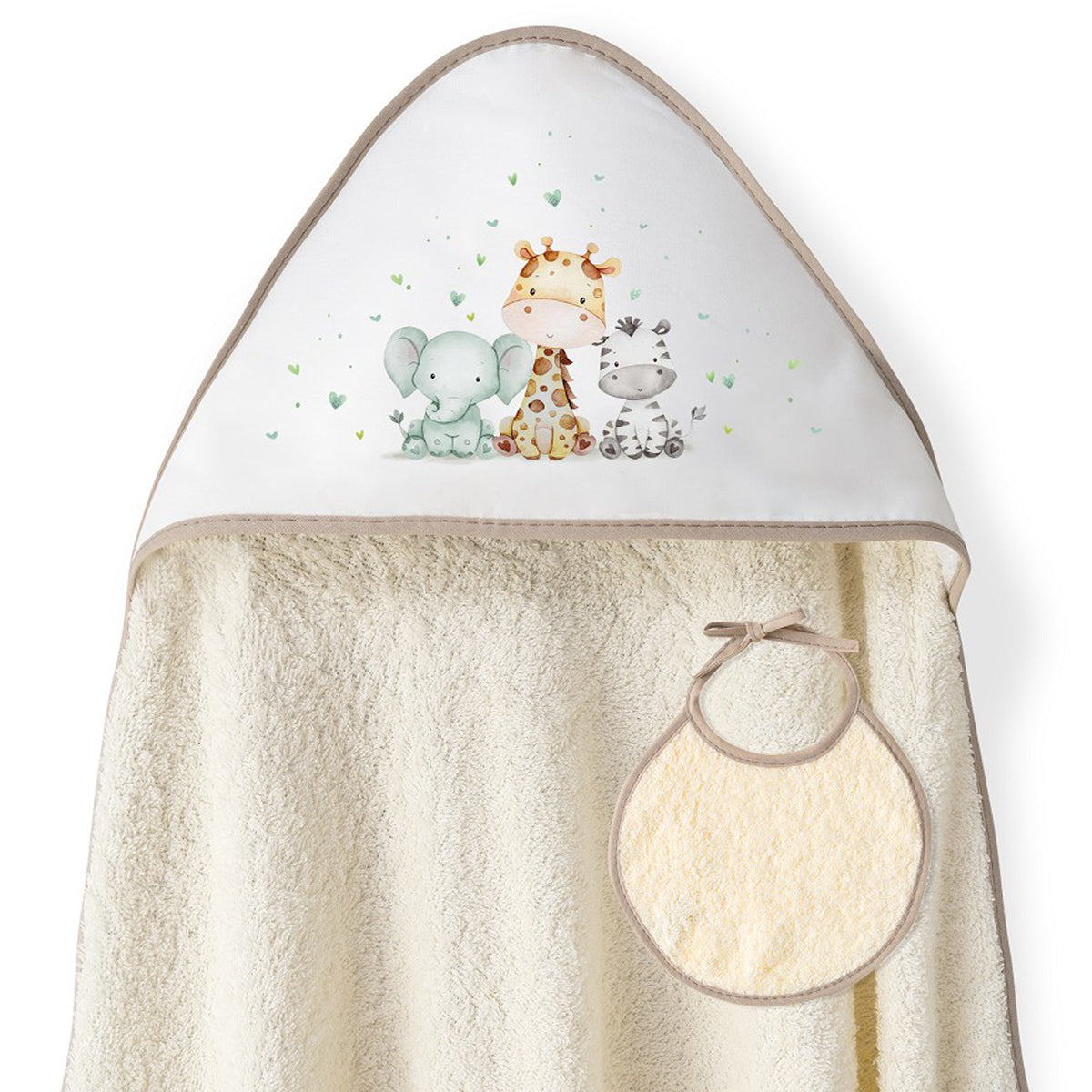 CAPA DE BAÑO Y BABERO JIRAFA ELEFANTE INTERBABY
