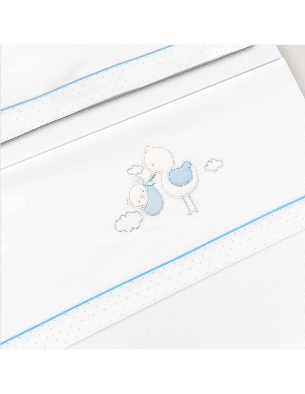 SET DE SABANAS CUNA CIGÜEÑA OSO +CHUPETERO