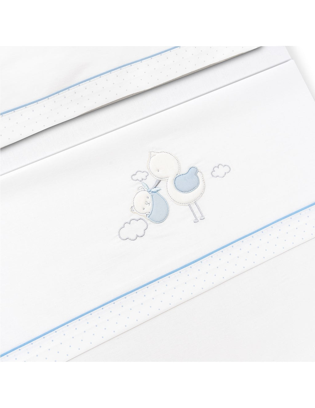 SET DE SABANAS CUNA CIGÜEÑA OSO +CHUPETERO