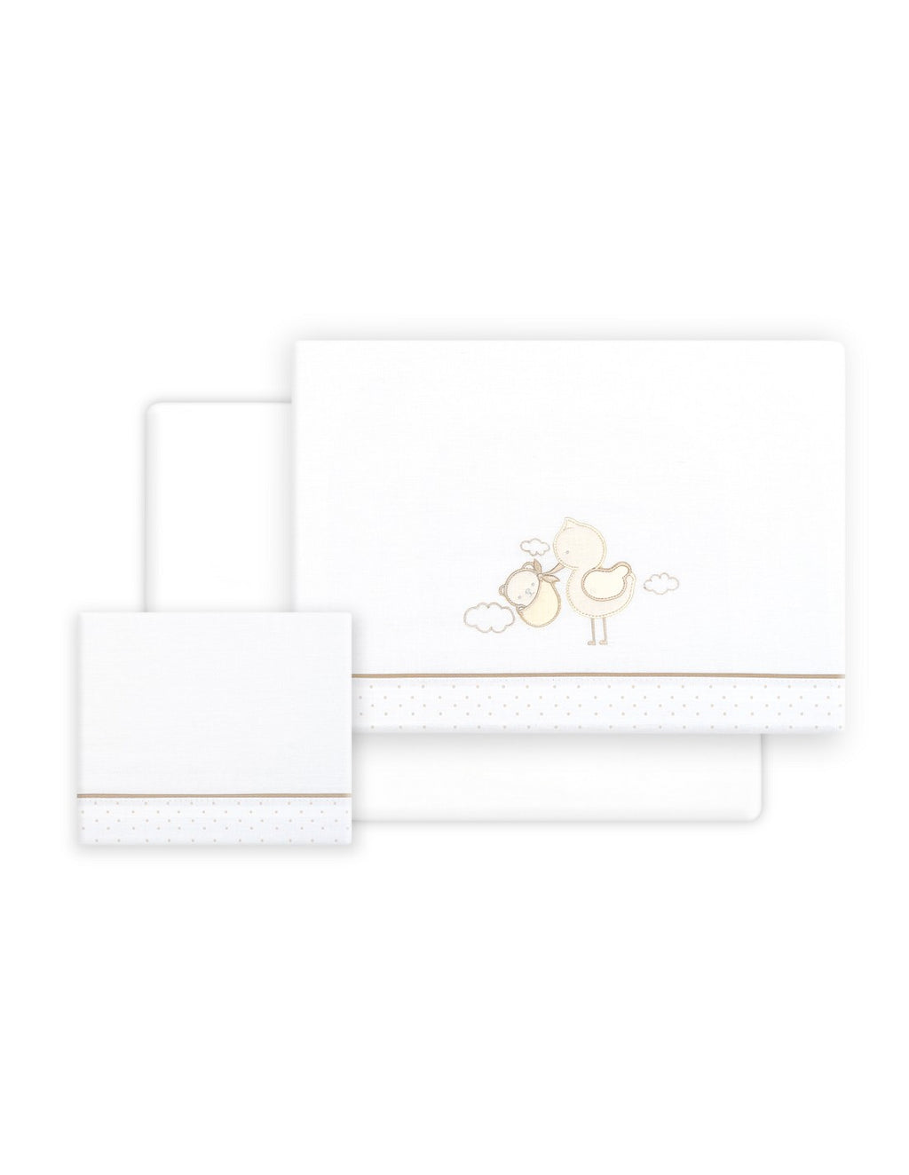 SET DE SABANAS CUNA CIGÜEÑA OSO +CHUPETERO