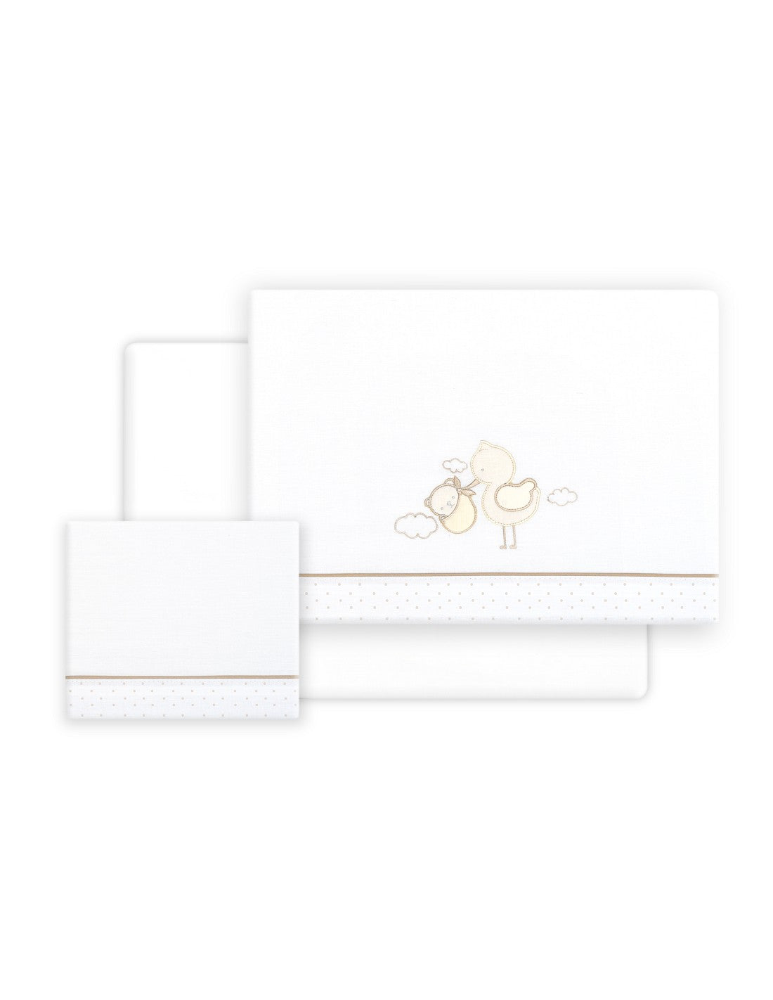 SET DE SABANAS CUNA CIGÜEÑA OSO +CHUPETERO