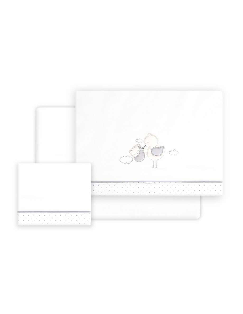 SET DE SABANAS CUNA CIGÜEÑA OSO +CHUPETERO