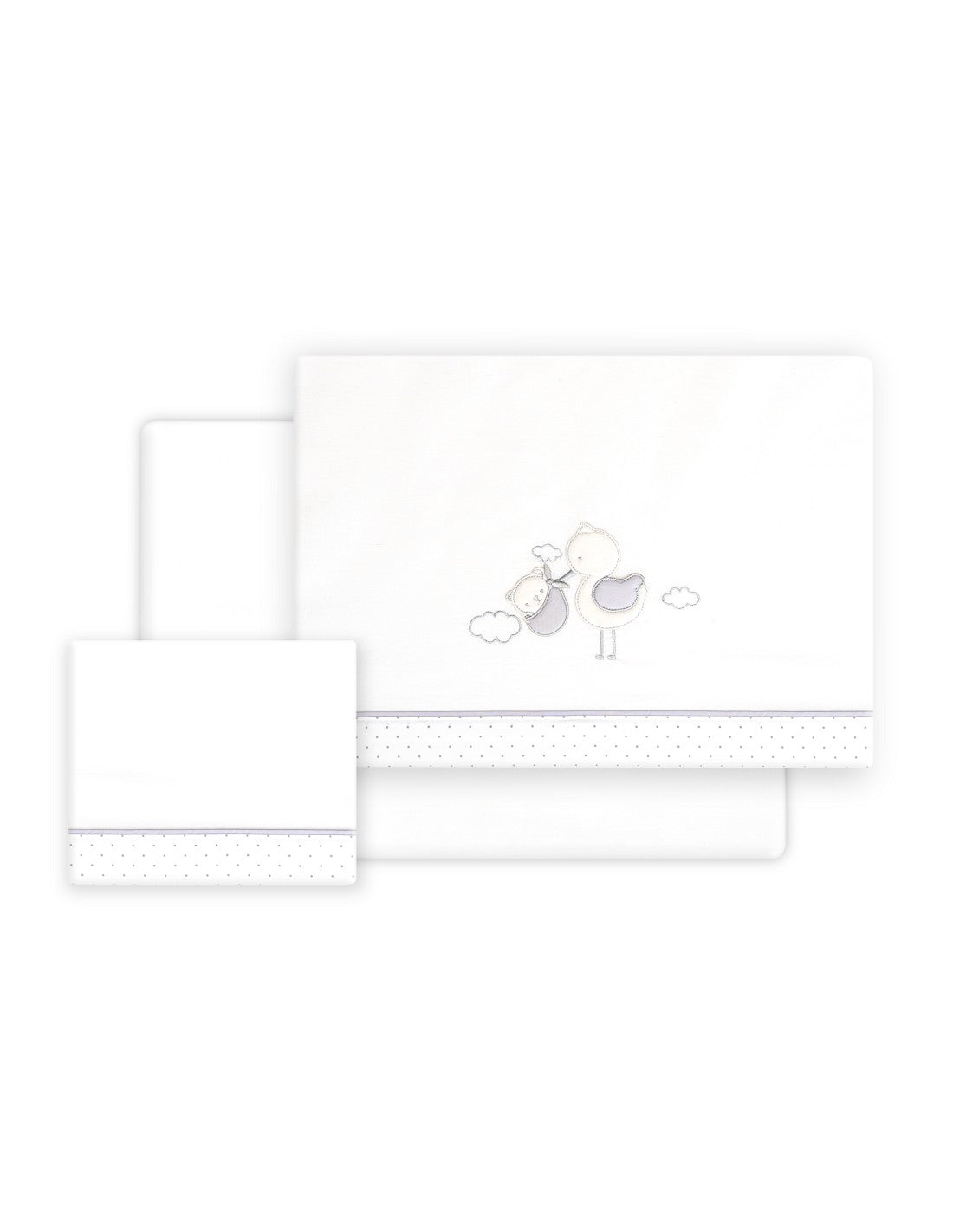 SET DE SABANAS CUNA CIGÜEÑA OSO +CHUPETERO