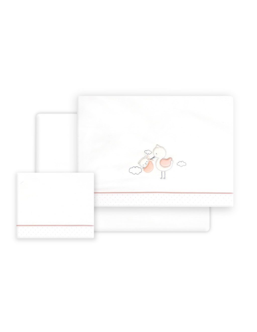 SET DE SABANAS CUNA CIGÜEÑA OSO +CHUPETERO