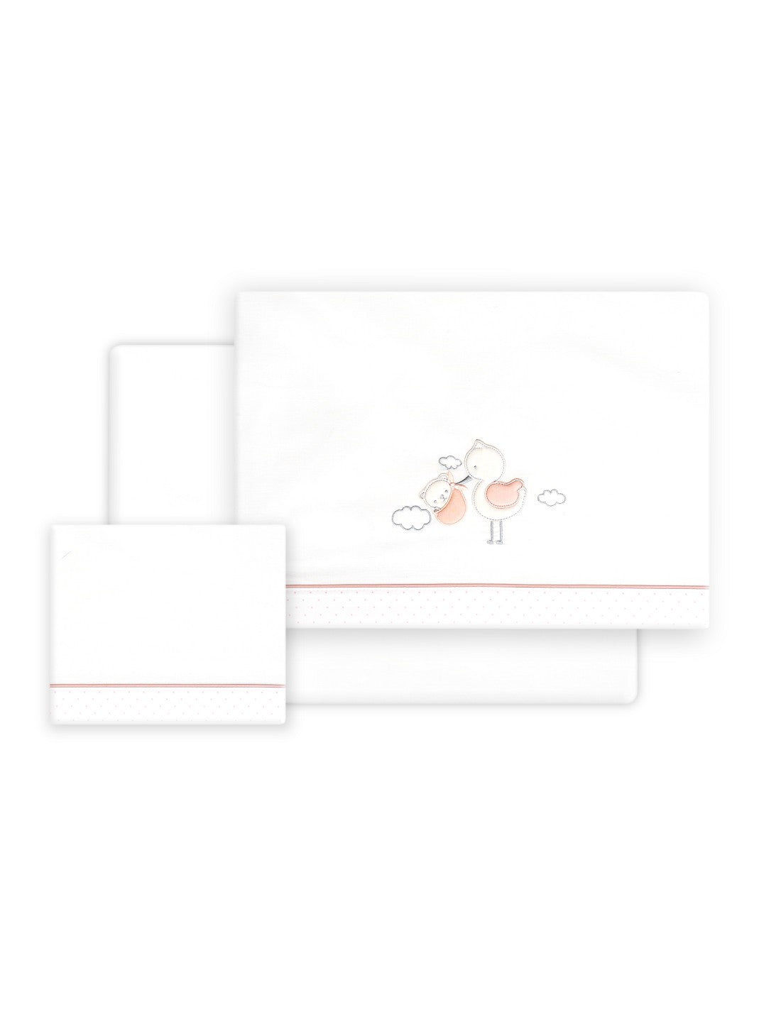 SET DE SABANAS CUNA CIGÜEÑA OSO +CHUPETERO