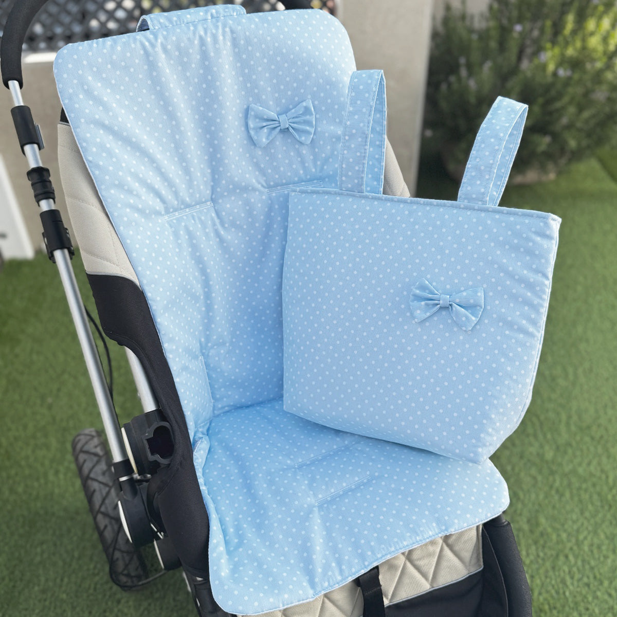 COLCHONETA CARRITO + BOLSO PANERA LUNARES