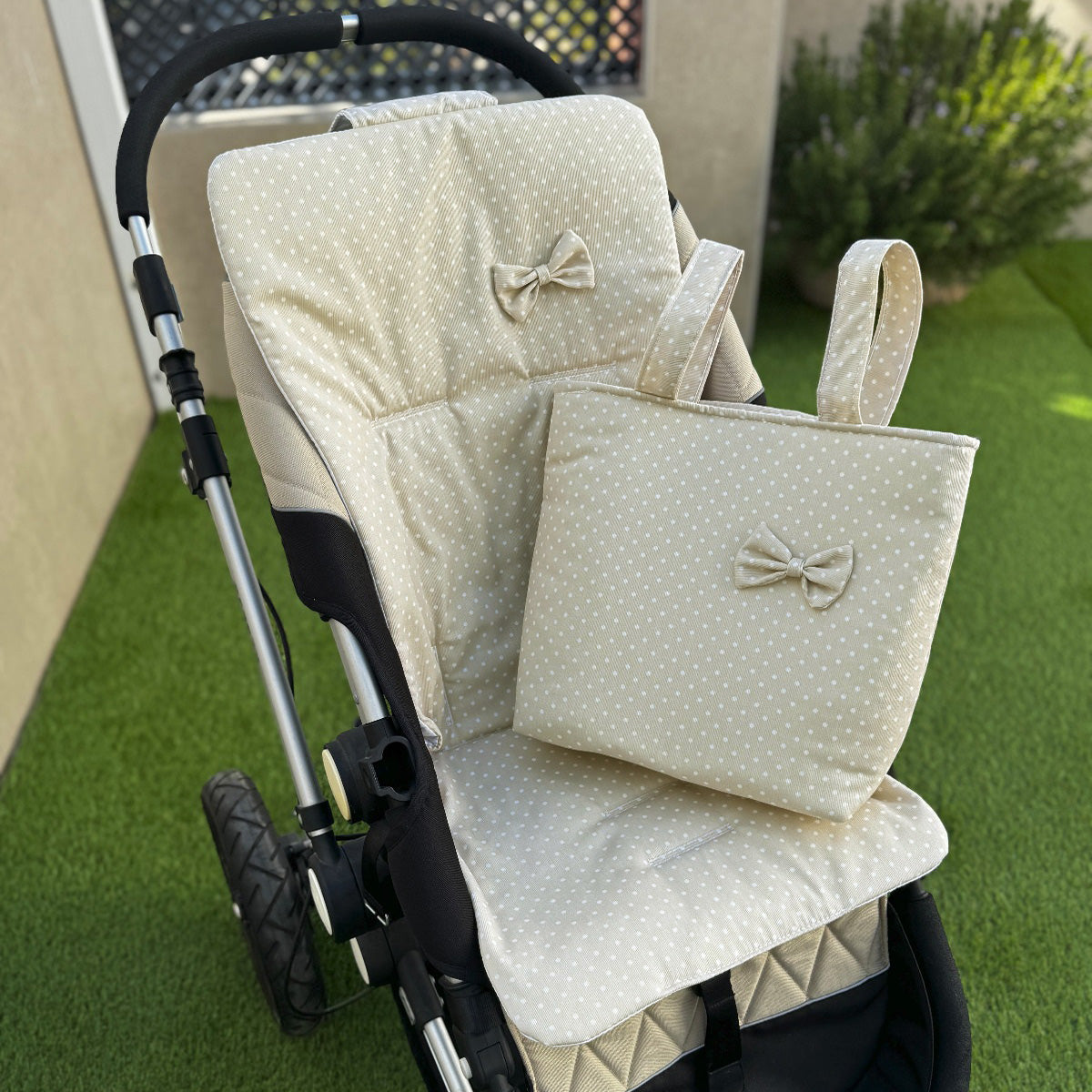 COLCHONETA CARRITO + BOLSO PANERA LUNARES