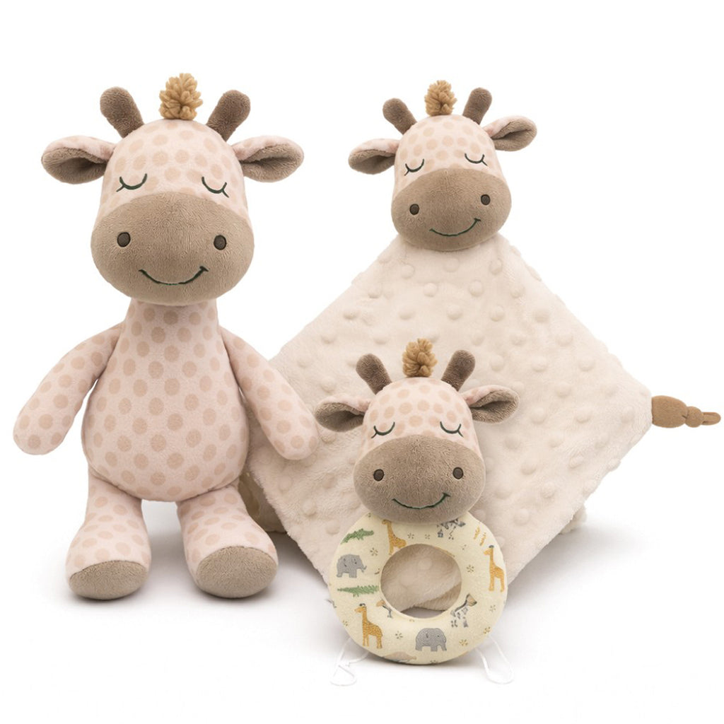 SET DE REGALO MUÑECO SONAJERO Y DOUDOU JIRAFA COLECCIÓN SAVANNA INTERBABY