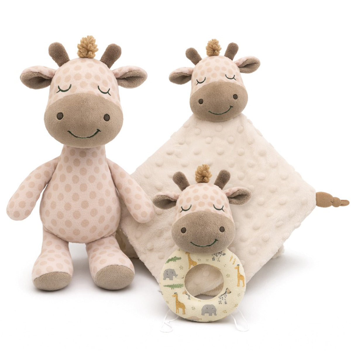 SET DE REGALO MUÑECO SONAJERO Y DOUDOU JIRAFA COLECCIÓN SAVANNA INTERBABY