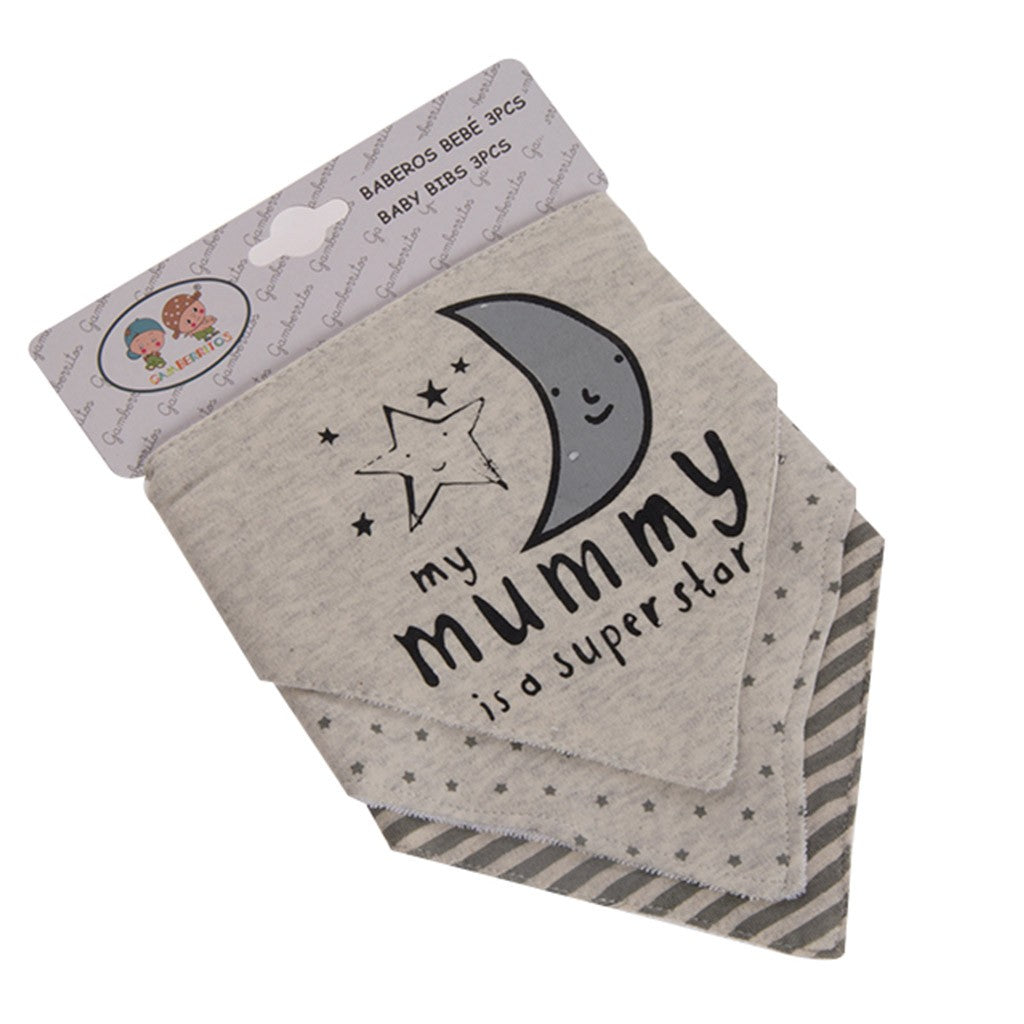 BABEROS BANDANA PACK DE 3  MAMI PAPI GAMBERRITOS