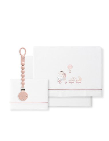 SET DE SABANAS DE CUNA  JIRAFA BICI + CHUPETERO INTERBABY