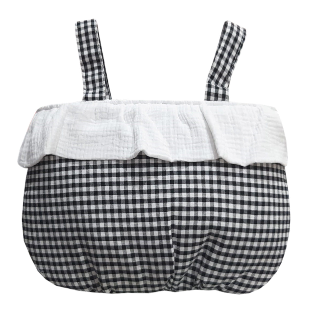 BOLSO BOMBONERA MUSELINA CUADRO. ANDU MODIN (24X39)