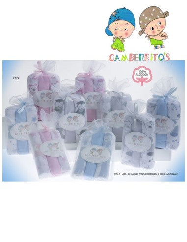 PACK DE 3 GASAS FANTASIA. GAMBERRITOS