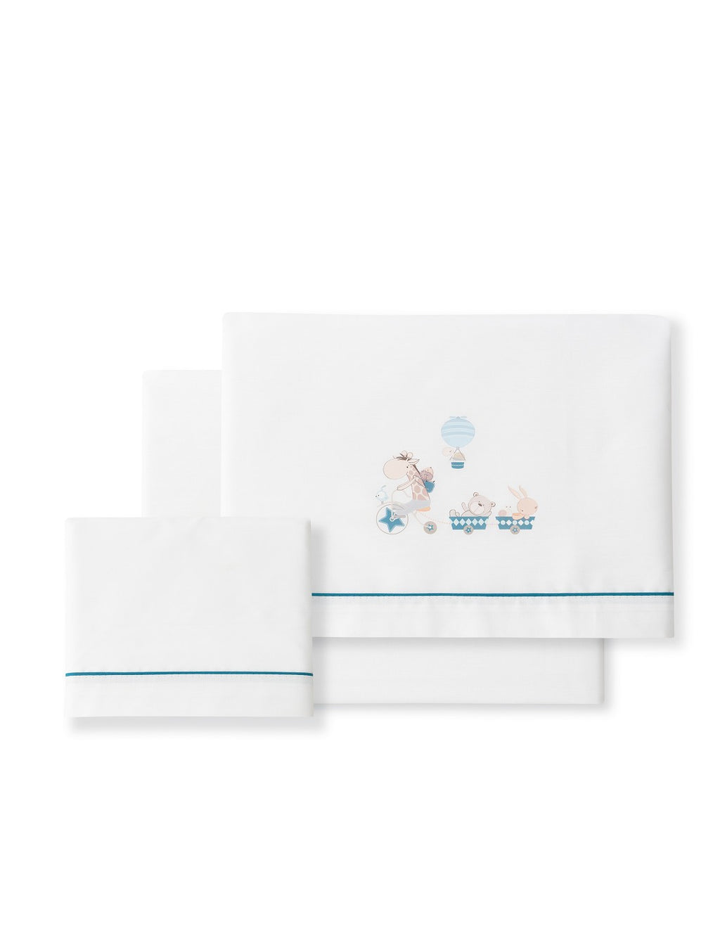 SET DE SABANAS DE CUNA  JIRAFA BICI + CHUPETERO INTERBABY