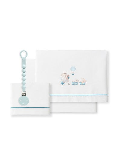 SET DE SABANAS DE CUNA  JIRAFA BICI + CHUPETERO INTERBABY